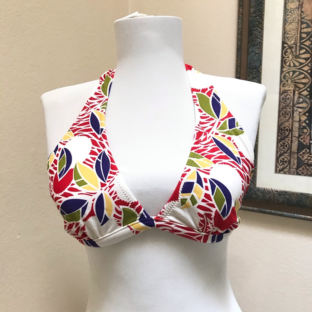 J.Crew Leaf Print Triangle Bikini Top Halter Swim Top Size M